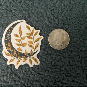 10/$10 Stickers - Crescent Moon and Leaves - Black and Gold